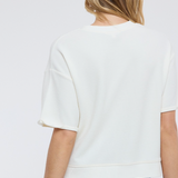 Waffle Knit Short Sleeve Top by Wishlist - Cream