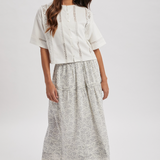 3/4 Sleeve Tee With With Button Front & Lace Trim by Wishlist -  Off White