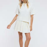 Waffle Knit Mini Skort  by Wishlist - Cream