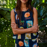Dream Vacation Print Tank  - Navy / Multi