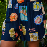 Dream Vacation Print Shorts - Navy / Multi