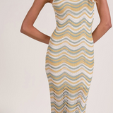 Zig Zag Woven Maxi Dress by Elan - Green / White