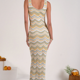 Zig Zag Woven Maxi Dress by Elan - Green / White