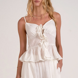 Tie Front Spaghetti Strap Tank by Elan - White