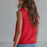 Red Sweater Tank With Front Ties - By Together