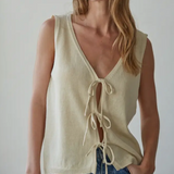 Cream Sweater Tank With Front Ties - By Together
