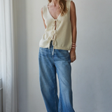 Cream Sweater Tank With Front Ties - By Together