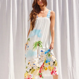 Greece Vacay Print Maxi Dress #2 - White / Blue