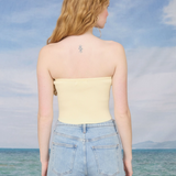Tube Top With Nautical Embroidery - Butter Yellow