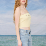 Tube Top With Nautical Embroidery - Butter Yellow