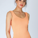 Clean Line Sweetheart Neck Full Length Tank Top by NikiBiki - Papaya