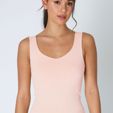 Clean Line Sweetheart Neck Full Length Tank Top by NikiBiki - Peachy Pink