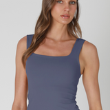 Clean Line Square Top Full Length Tank Top by NikiBiki - Crown Blue