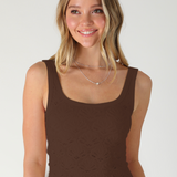 Floral Textured Lace Tank by NikiBiki - Coffee Bean