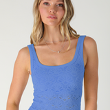 Floral Textured Lace Tank by NikiBiki - Marina Blue