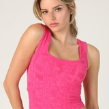 Double Lace Square Crop Top by NikiBiki - Aloha Fuschia
