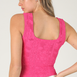 Double Lace Square Crop Top by NikiBiki - Aloha Fuschia