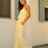 Twist Front Full Length Top - Butter Yellow