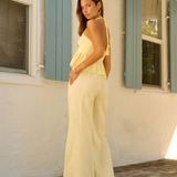 Twist Front Full Length Top - Butter Yellow