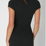 Ribbed Short Sleeved Dress  by NikiBiki - Black