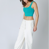 Chevron Ribbed Crop Top by NikiBiki - Bluebird