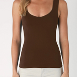 Clean Line Sweetheart Neck Full Length Tank Top by NikiBiki - Coffee Bean