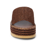 Braided Straw Flatform Straw Slide Sandals - Del Mar - Dark Cocoa Brown