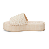 Braided Straw Flatform Slide Sandals - Cairo - Beige