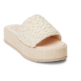 Braided Straw Flatform Slide Sandals - Cairo - Beige