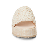 Braided Straw Flatform Slide Sandals - Cairo - Beige