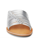 Strappy Knotted Slide  Sandals - Baxter - Silver