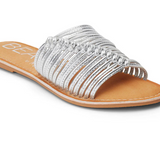 Strappy Knotted Slide  Sandals - Baxter - Silver