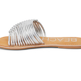 Strappy Knotted Slide  Sandals - Baxter - Silver