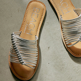 Strappy Knotted Slide  Sandals - Baxter - Silver