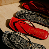 Black Lizard Sandals w/ Raw Edge - Bungalow