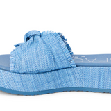 Straw Slide Flatform Sandals - Sunda - Marine Blue