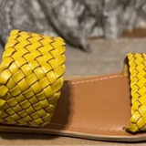 Two Strap Braided Sandals - Bikini - Yellow