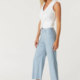 Anabelle Wide Leg Crop Linen Pant  - Thistles by Level 99