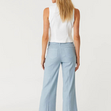 Anabelle Wide Leg Crop Linen Pant  - Thistles by Level 99