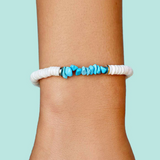Pura Vida -  Puka Shell Turquoise Chip Stretch Bracelet