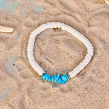 Pura Vida -  Puka Shell Turquoise Chip Stretch Bracelet