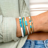 Pura Vida -  Puka Shell Turquoise Chip Stretch Bracelet