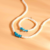 Pura Vida -  Puka Shell Turquoise Chip Stretch Bracelet