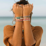 Pura Vida -  Puka Shell Turquoise Chip Stretch Bracelet