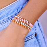 Pura Vida Bracelets - Mixed Seed Bead Stretch Bracelets -  Pack of 8 - Orange