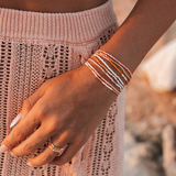 Pura Vida Bracelets - Mixed Seed Bead Stretch Bracelets -  Pack of 8 - Orange