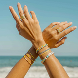 Pura Vida Bracelets - Mixed Seed Bead Stretch Bracelets -  Pack of 3 - Yellow Sunburst