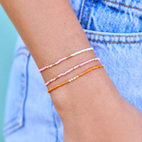 Pura Vida Bracelets - Mixed Seed Bead Stretch Bracelets -  Pack of 3 - Orange