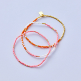 Pura Vida Bracelets - Mixed Seed Bead Stretch Bracelets -  Pack of 3 - Orange