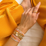 Pura Vida Bracelets - Mixed Seed Bead Stretch Bracelets -  Pack of 3 - Orange